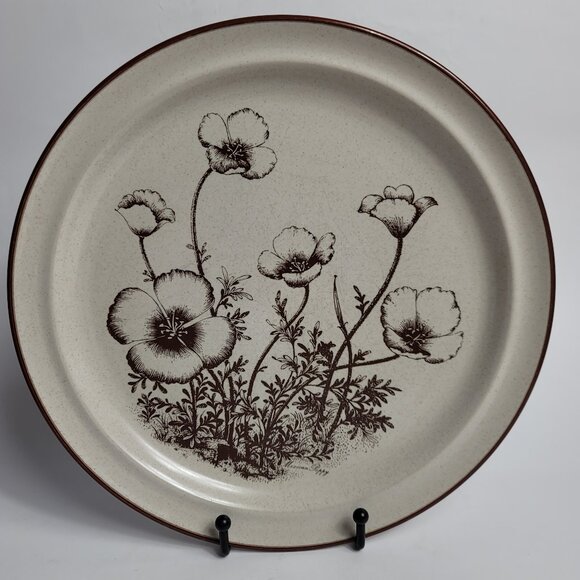 Noritake Stoneware 8341 Desert Flowers Dinner Plate Brown Flowers Mexican Poppie - Picture 1 of 15